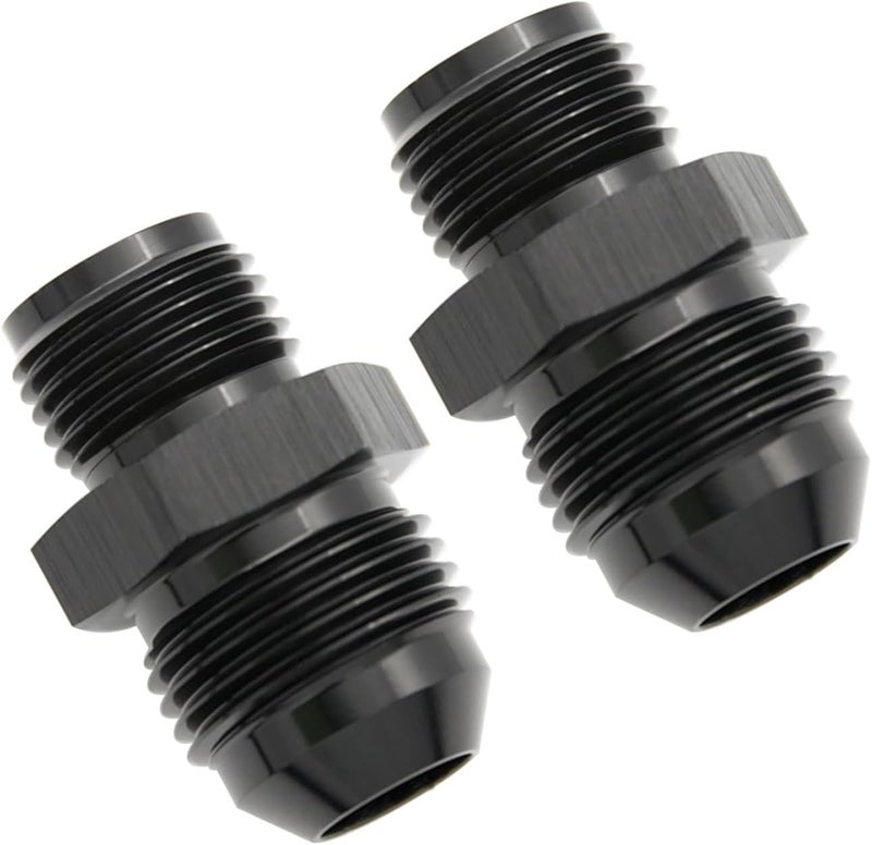 KRD PERFORMANCE Aluminum -8AN AN8 Male Flare to 5/8 x 18 Male Thread Inverted Seat Adaptor Fittings Inv Flare Connector, Black, Pack of 2 - Image 4